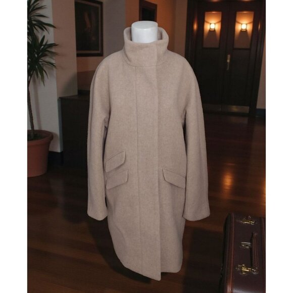NWT J Crew Cocoon Wool Blend Coat By Nello Gori 8 Italian Stadium Cloth Tan - Picture 1 of 8